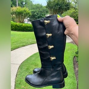 Like New Vaneli Black Leather 4 Buckle Boots Sz 7.5